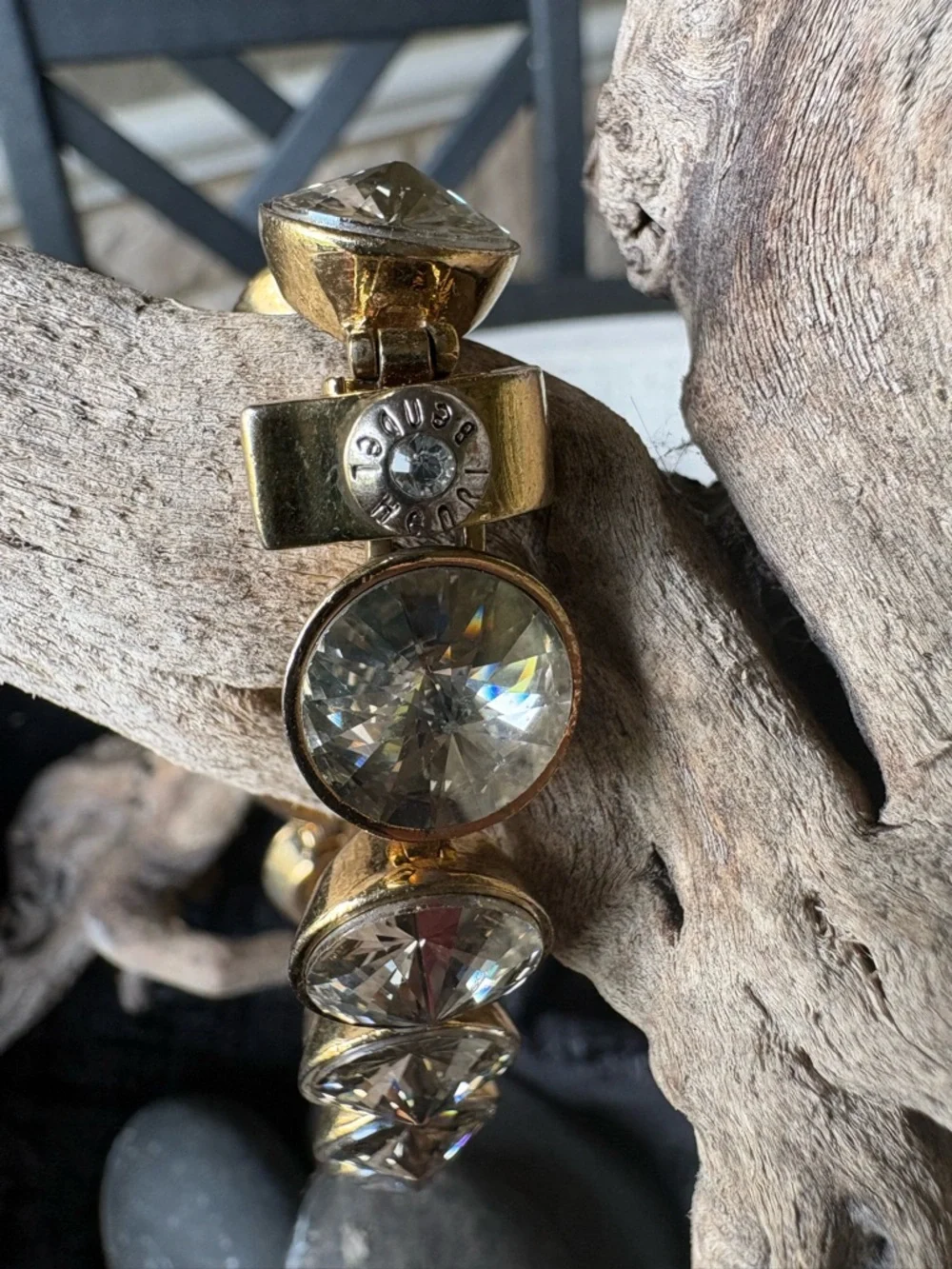 Henri Bendel Gold-Tone Crystal Statement Bracelet - Clear Crystal Accents - Picture 3 of 9
